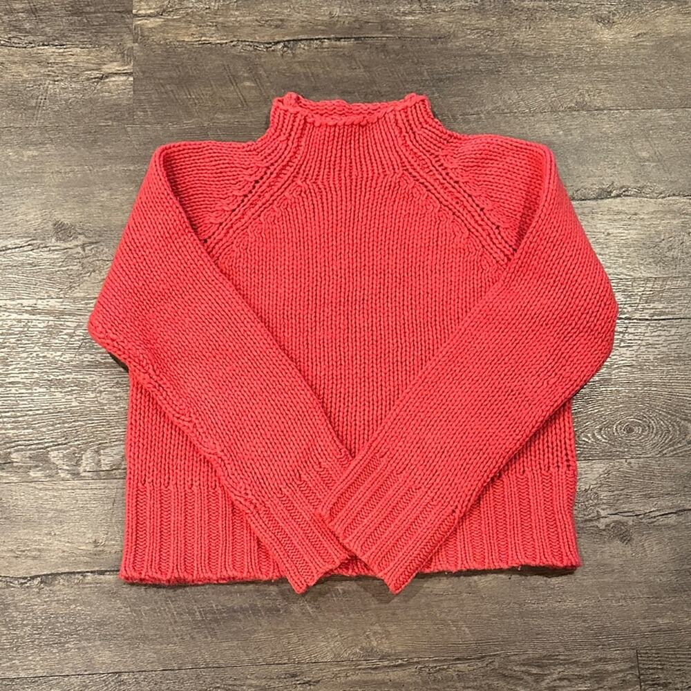 American Eagle Outfitters XL Coral Vintage‎ Y2K Wool Open Knit Mockneck Sweater